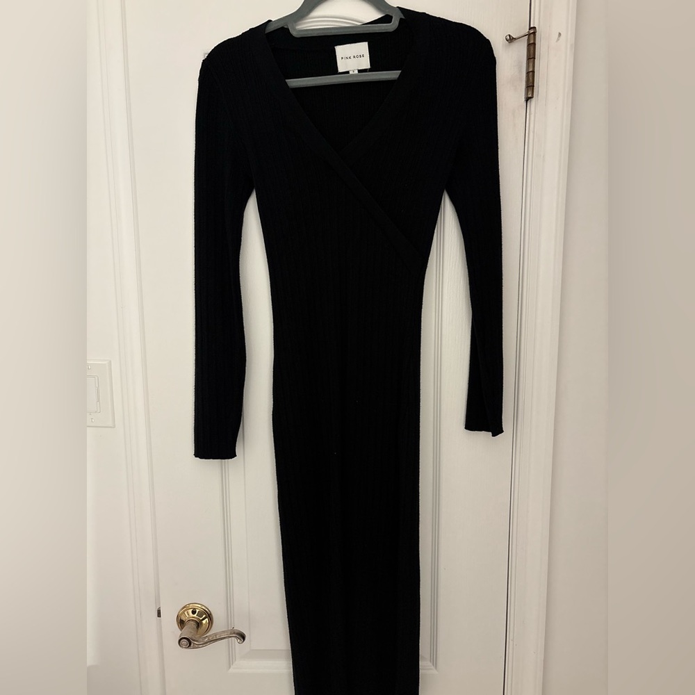 Body Con Long Sleeve Sweater Dress Midi
